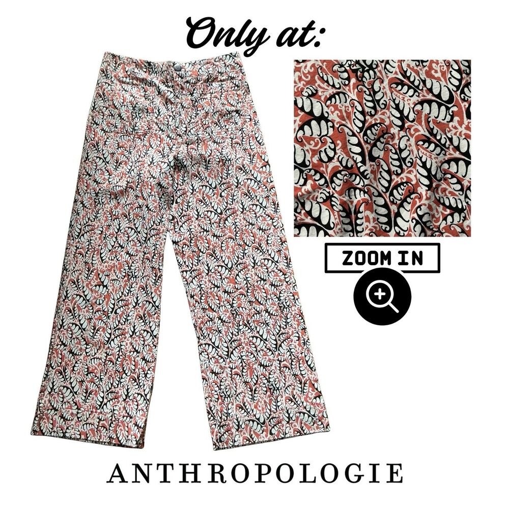 Maeve by Anthropologie The Colette Magic Fabric Wide-Leg Pants Botanical Sz. 31T